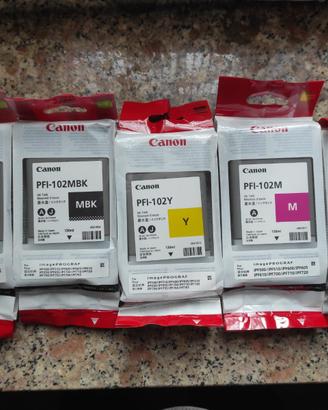Cartucce PFI102BK-PFI12MBK-PFI102C-PFI102M-PFI102Y