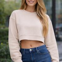 Felpa beige sabbia xs cropped corta pull&bear