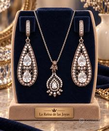 Parure collana orecchi argento 925 ottomana turca