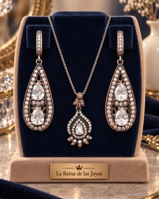 Parure collana orecchi argento 925 ottomana turca