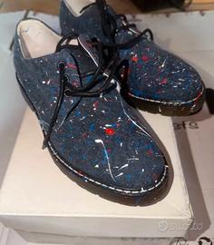 Scarpe stringate stile Oxford in tela blu scuro co