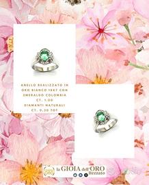 Anello oro bianco e smeraldo