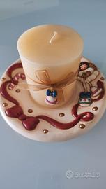 Thun porta candela  in ceramica con candela 