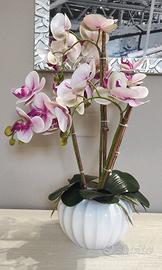 Composizione orchidea artificiale in vaso