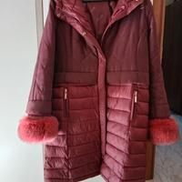 Piumino Cannella con manicotti di volpe vera