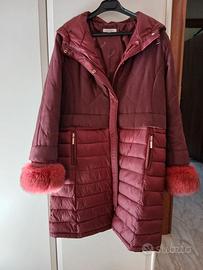 Piumino Cannella con manicotti di volpe vera