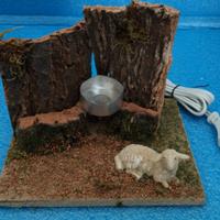 Diorama Presepe Artigianale con Fuoco a LED
