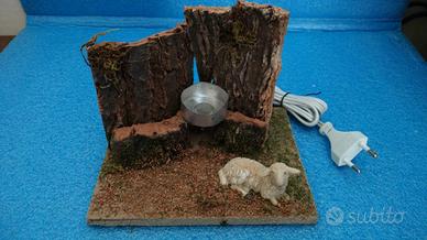 Diorama Presepe Artigianale con Fuoco a LED