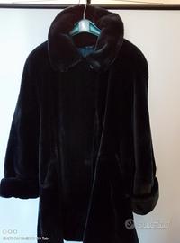 Pelliccia vintage sintetica blu taglia S