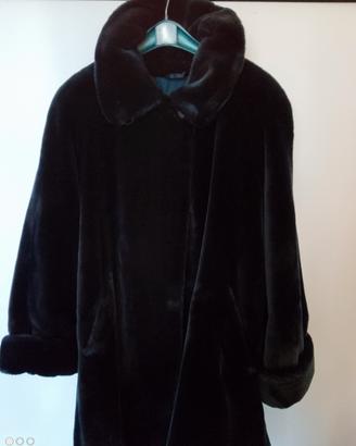 Pelliccia vintage sintetica blu taglia S