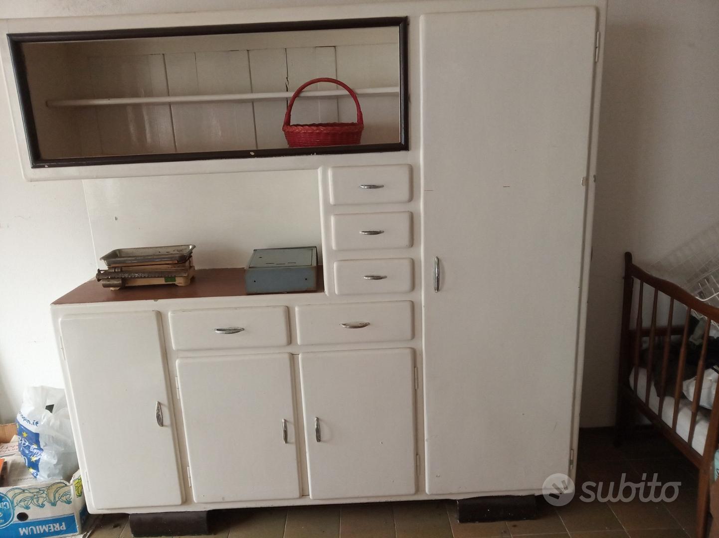 Credenza antica laccata bianca vetro serigrafato Arredamento e