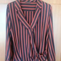 Camicia Sisley a righe nera e bordeaux taglia S 
