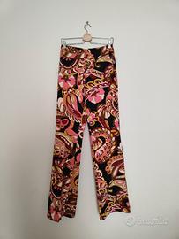 Pantalone wide leg con stampa mango