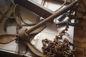 Ancora scaletta e corda per barca