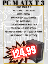 T-3|OLIVETTI 500W|H310|G5400|8GB|256GB|WIFI 6|W11P