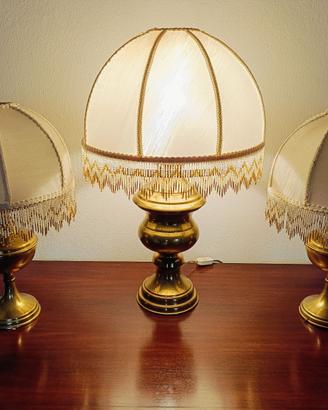 Tris lampade vintage in ottone con frange