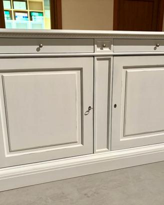 NUOVA CREDENZA 2 ANTE 4 CASSETTI MASSELLO BIANCA
