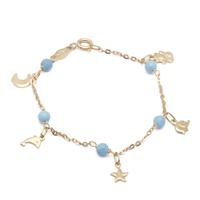 Bracciale con charms e pasta di turchese in oro