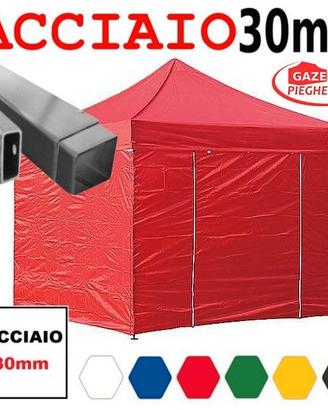 Gazebo pieghevole 3x3 rosso eventi automatico pvc