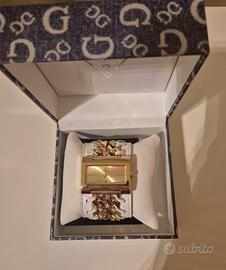 Orologio Guess in pelle bianca con catena oro 