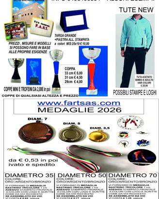 PREMIAZIONI COPPE MEDAGLIE A PREZZI IMBATTIBILI