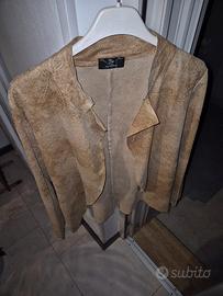 Giacca blazer beige in suede