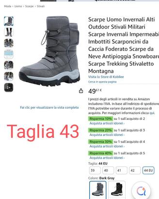 Stivaletti invernali uomo impermeabili NUOVI  N°43
