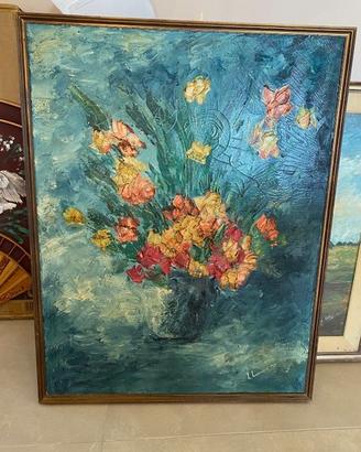 Olio su Tela "Vaso di Fiori" - Cesare Camerini