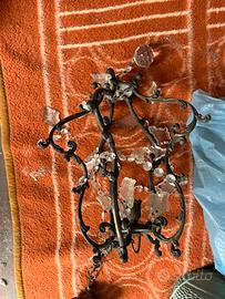 Lampadario ferro battuto anni 70