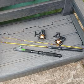 Due canne da pesca  con mulinelli nuovi 