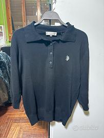 Maglia polo U.S. Polo Assn. nera – manica a 3/4