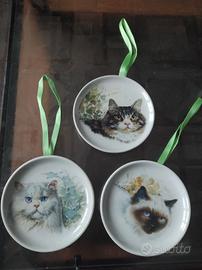 Set 3 piattini Limoges gatti 