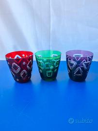 Set di 3 Bicchieri in Vetro Colorato "Handarbeit"