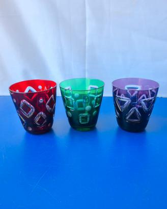 Set di 3 Bicchieri in Vetro Colorato "Handarbeit"