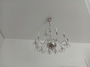 lampadario 12 braccia vetro trasparentr