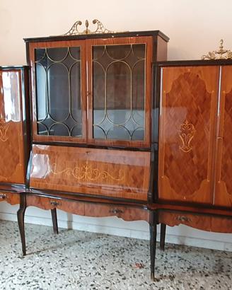 Credenza vetrina vintage anni 50 con intarsi