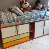 Mobile contenitore con letto singolo e scrivania