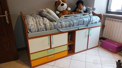 Mobile contenitore con letto singolo e scrivania