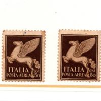 Due Francobolli Italia serie Pegaso 50 Centesimi