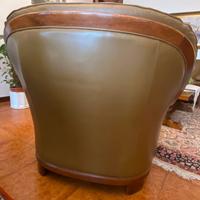 Coppia Poltrone Vintage Pelle e Legno-Artigianali