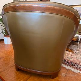 Coppia Poltrone Vintage Pelle e Legno-Artigianali