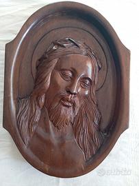 scultura in legno volto  gesu