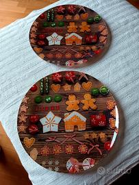 Set 2 pezzi piatti per dolci natalizi
