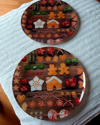 Set 2 pezzi piatti per dolci natalizi