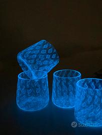 Set 6 bicchieri Murano fluorescenti blu