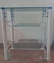 Mobilietto porta TV / stereo in metallo bianco e v
