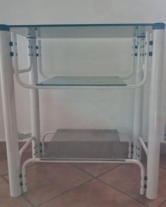 Mobilietto porta TV / stereo in metallo bianco e v
