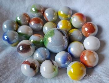 Biglie in vetro colorate vintage – lotto 24 pezzi