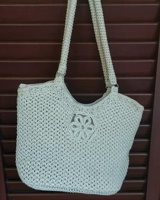 Borsa a Spalla in Corda Intrecciata / Panna