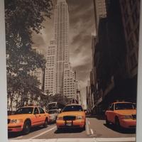 STAMPA QUADRO NEW YORK BIANCO NERO E ARANCIONE